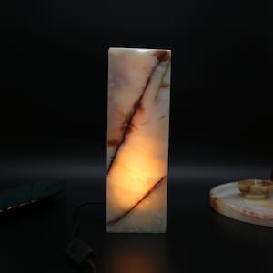 Onyx Marble Table Lamp - Cube Tower, Crystal Lamp, Home Decor, mother&#39;s day gift