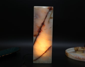 Onyx Marble Table Lamp - Cube Tower, Crystal Lamp, Home Decor, mother's day gift