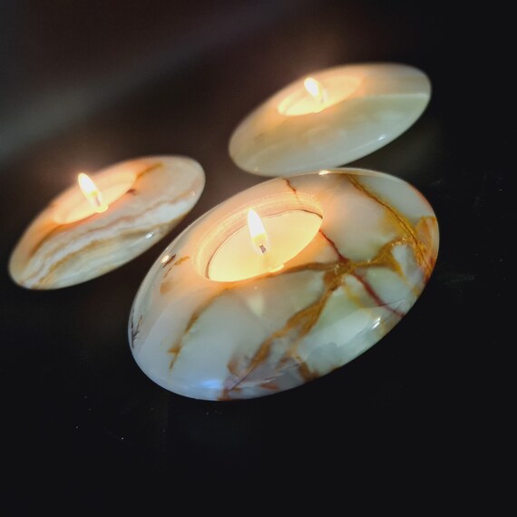 Onyx Tea Light Holder UFO Candle Holder Onyx Crystal Home Decor