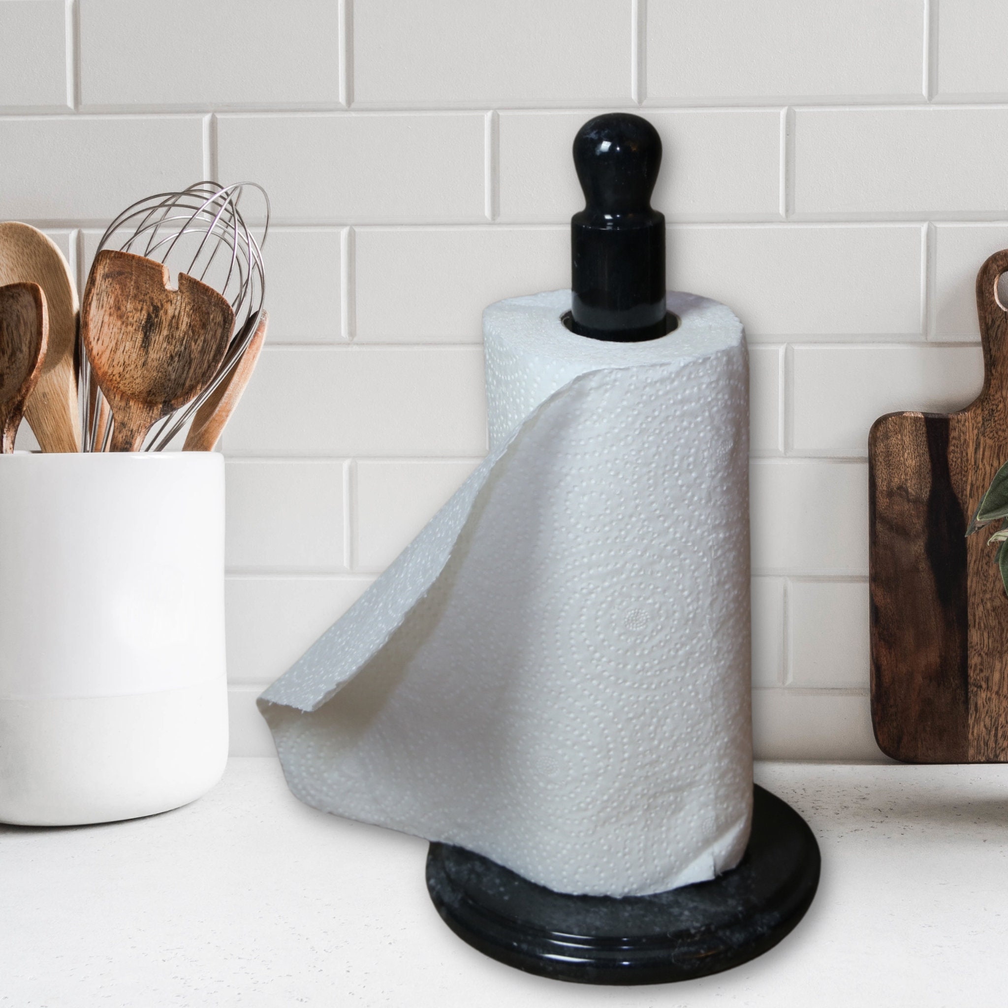 Marble Kitchen Roll Holder, Paper Towel Holder, Modern 