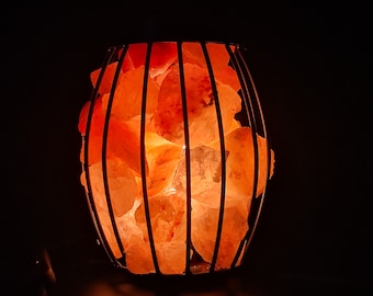 Himalayan Salt Lamp: Round Basket Rock Decor SECONDS