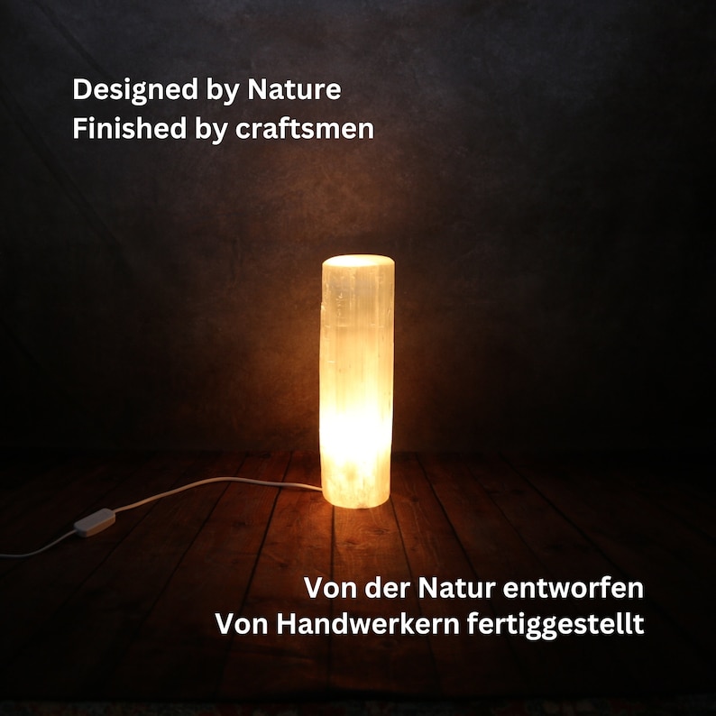 Selenitlampa - Cylinder, Lugnande Kristallbordslampa, Heminredning bild 3