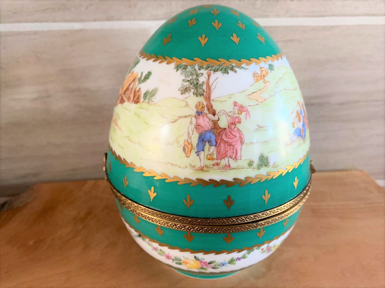 Limoges Porcelain Hand Painted Large Egg 6 1/2 Tall Etsy