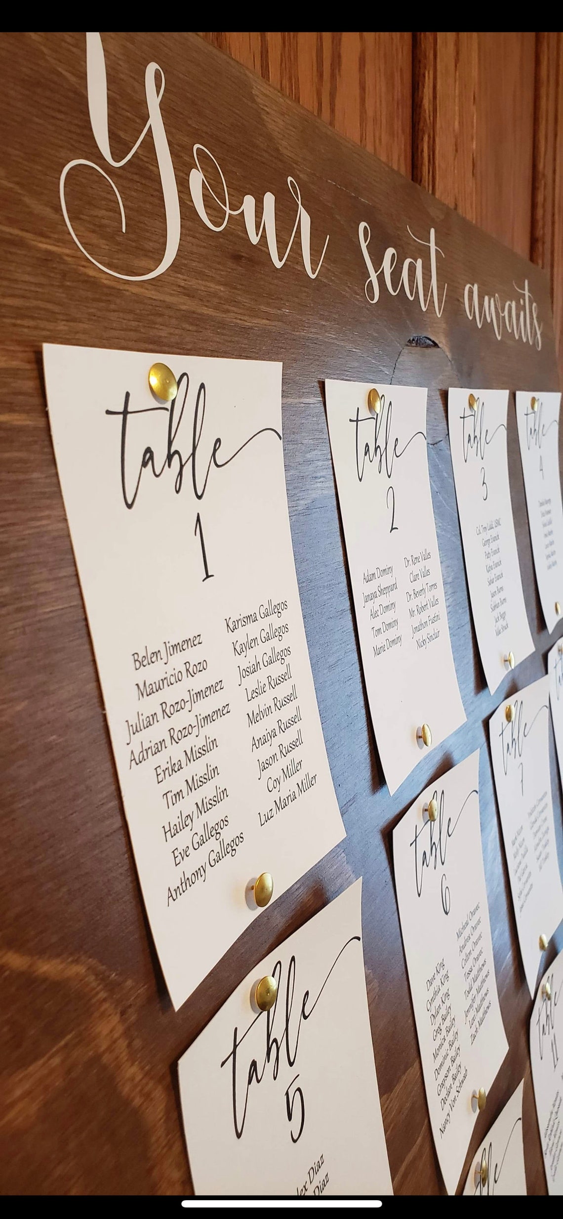 Wooden Wedding Seating Chart Customized Etsy