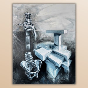 Painting Structure IV., Oil Painting On Canvas, Surreal Painting, Surreal Art, Original Oil Painting by Kovacs K. David