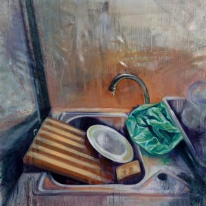 Sink - original oil painting, surreal painting, surreal art, unique artwork, surrealism