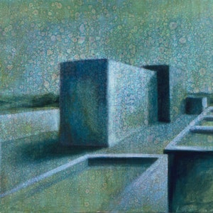 Mi dormitorio, Pintura al óleo original sobre lienzo, Pintura surrealista, Obra de arte surrealista