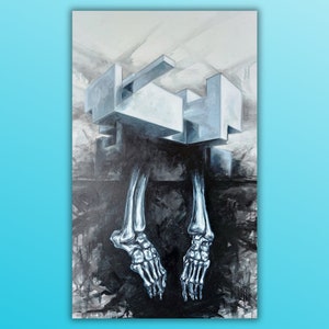 Painting Structure V., Oil Painting On Canvas, Surreal Painting, Surreal Art, Original Oil Painting by Kovacs K. David