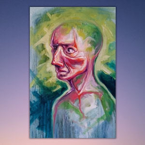 Painting Chernobyl Man, Oil Painting On Canvas, Surreal Painting, Surreal Art, Original Oil Painting By Kovacs K. David