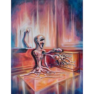2020/1.0, Pintura al óleo original sobre lienzo, hecha a mano, Pintura surrealista, Arte surrealista