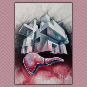Painting Organ system, Oil Painting On Canvas, Surreal Painting, Surreal Art, Original Oil Painting by Kovacs K. David