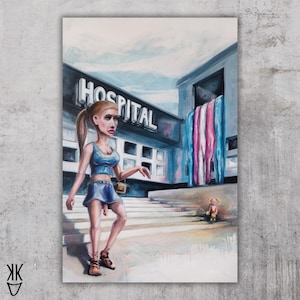 Role model - original oil painting by Kovacs K. David, surreal painting, surreal art, extremely unique artwork, surrealism