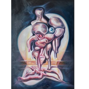 El hombre invisible, pintura al óleo original sobre lienzo, hecha a mano, pintura surrealista, arte surrealista