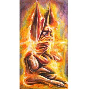 Bulbo, Pintura al óleo original sobre lienzo, Hecha a mano, Pintura surrealista, Arte surrealista