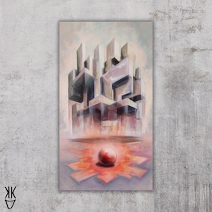 Elevated - original oil painting by Kovacs K. David, surreal painting, surreal art, extremely unique artwork, surrealism
