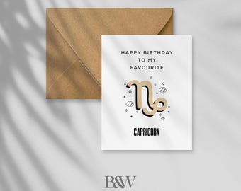 Capricorn Zodiac Sign Birthday Card: Celebration, Horoscope, Greeting Card