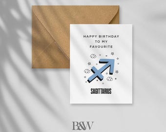 Sagittarius Zodiac Sign Birthday Card: Celebration, Horoscope, Greeting Card