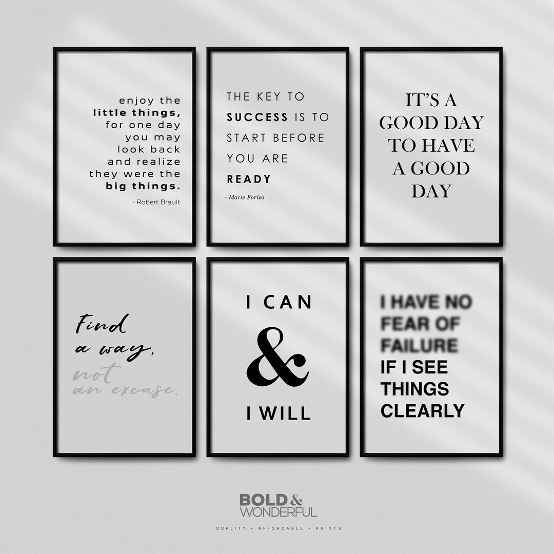 Motivational Quote Prints V3 (set of 6) - Office Decor, Inspirational ...