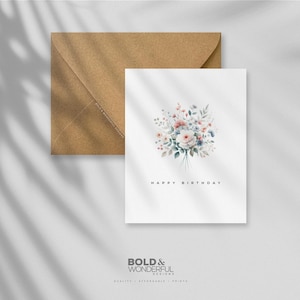 Bouquet d'anniversaire 001. - Carte de voeux - Carte de voeux, carte HBD-cadeau, célébration, voeux d'anniversaire, fête d'anniversaire, carte simple, bouquet