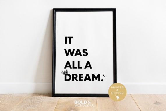 It Was All a Dream Wall Print Hip Hop Lyrics Print Biggie Smalls