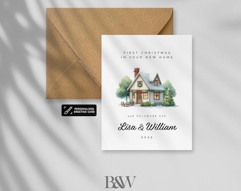 Personalisierte erste Weihnacht-neue Hauskarte: Festliches Feiertags-Design