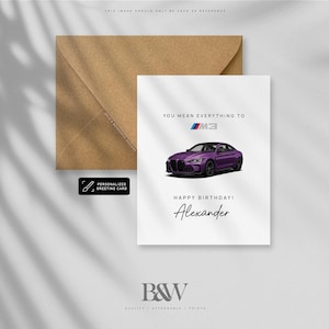 Personalized BMW M3 Birthday Card: Sports Car Lover Gift