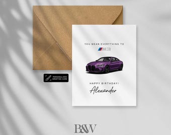 Personalized BMW M3 Birthday Card: Sports Car Lover Gift