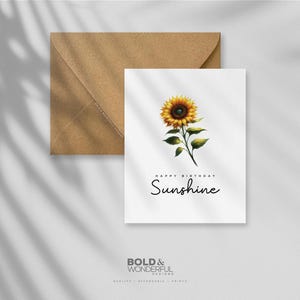 Joyeux anniversaire soleil - carte de voeux - cartes de voeux, carte d'anniversaire, célébration, souhait d'anniversaire, fête d'anniversaire, carte simple, tournesol