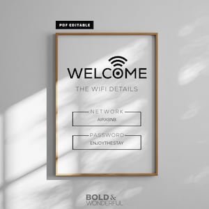 Modelo de placa de boas-vindas WiFi editável (impressão digital)