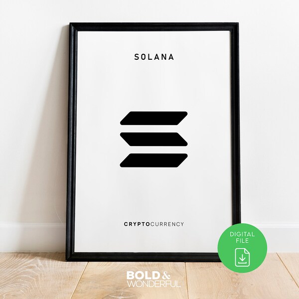 Solana - Cryptocurrency - Blockchain Art, Crypto Wall Art, SOL, Game room Art, Typography, Canvas Art, Digital Print, Office Wall Art