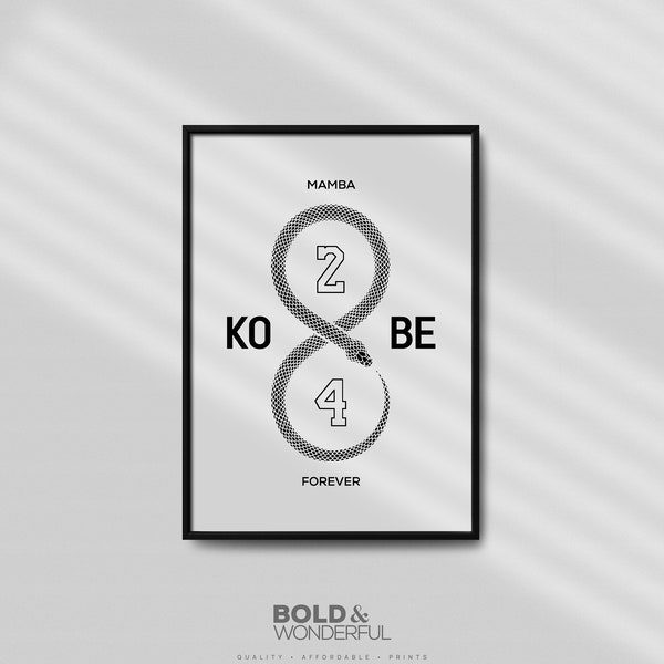 Kobe Bryant Infinity - Kobe, Typography, Inspirational Office Art, Canvas Print Sign, Basketball Legend