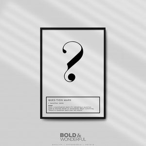 Question Mark, Mark definition, ?, Typography, Home Décor, Printable Art, Digital download, Typographic Print, Wall Art