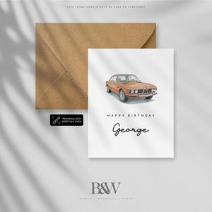 Personalized OG BMW Birthday Card: Car Enthusiast, Old School, Vintage