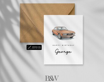 Personalized OG BMW Birthday Card: Car Enthusiast, Old School, Vintage
