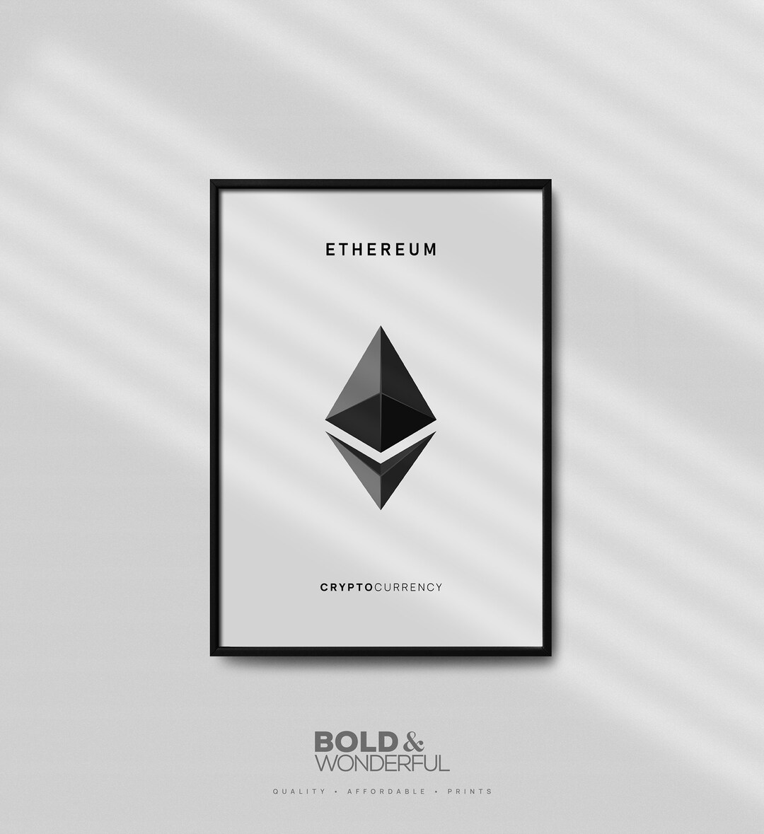Ethereum Crypto アートプリント：ダークモードタイポグラフィ（デジタルダウンロード） - Etsy 日本