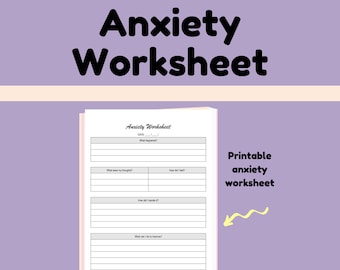 anxiety worksheet etsy