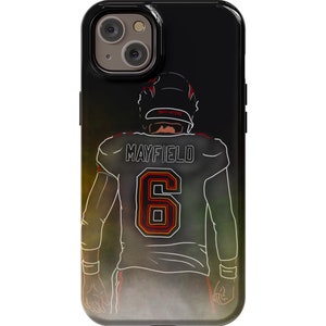 Baker Mayfield Neon Style Impact Resistant Sports Phone Case for iPhone Galaxy Pixel iPhone 15 Tough Case TPU Protective for Tampa Bay Fans