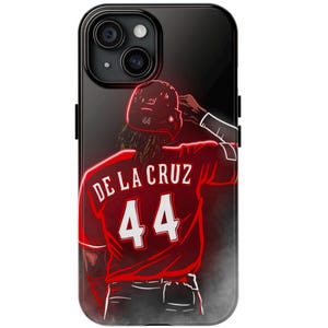 Estuche para teléfono Cincinnati Elly De La Cruz, estilo neón, protección de doble capa, estuche resistente para fanáticos del béisbol