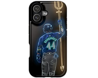 Julio Rodriguez Neon Baseball Phone Case – Dual Layer Impact Resistant Tough Case – MagSafe Available