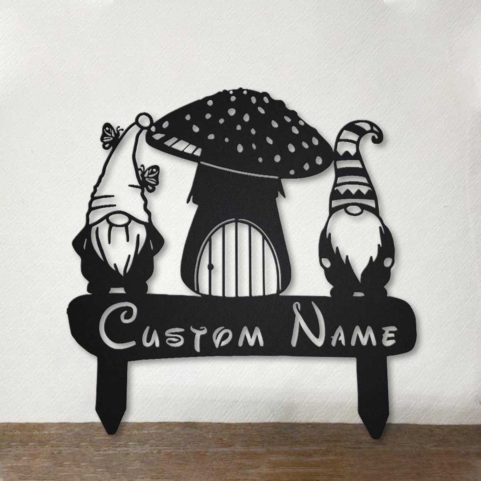 Gnome Metal Yard Stakes Gnome Garden Stake Set/Individual Etsy