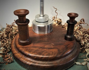 Fly tying, hair stacker, wooden desk set, glue pot