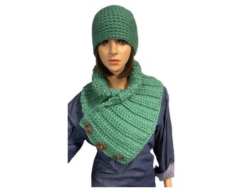 Crochet hat and neck warmer