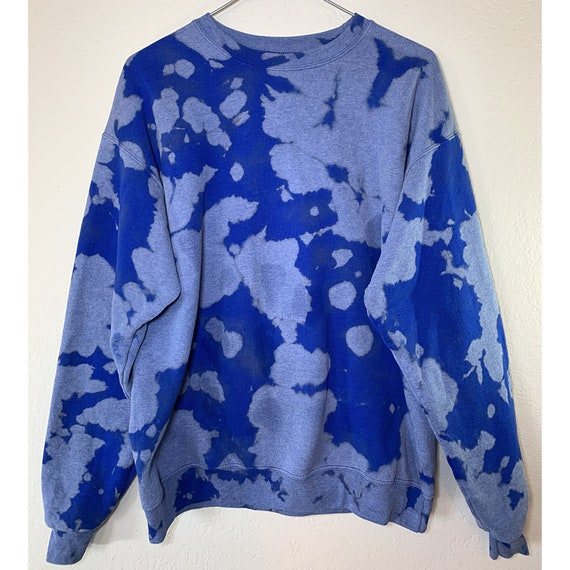 Tie Dye Bleached Sleeves Royal Blue Sweatshirt Jumper, 47% OFF