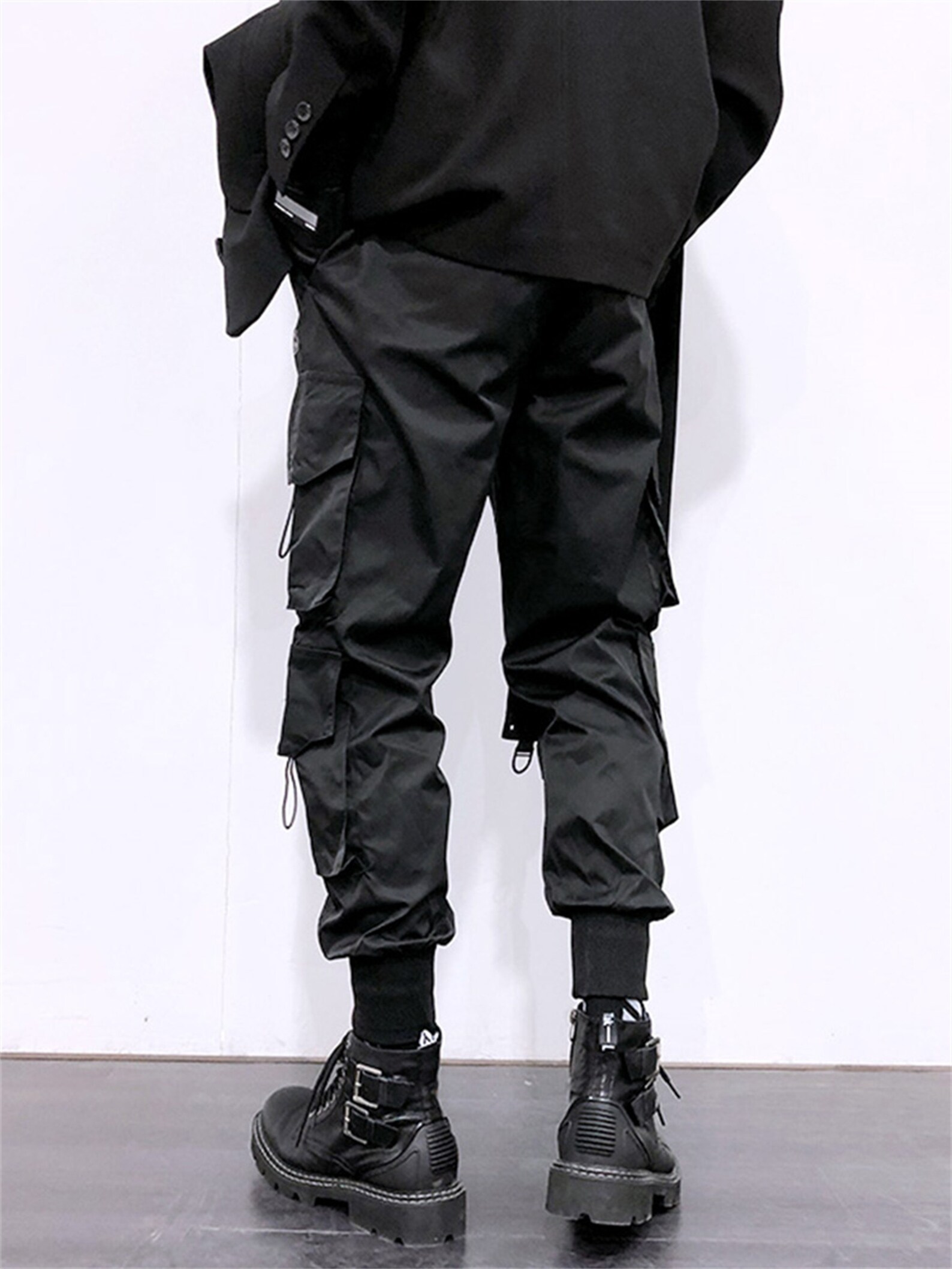 Techwear Streetwear Joggers Pants Cotton Ripped Black | Etsy