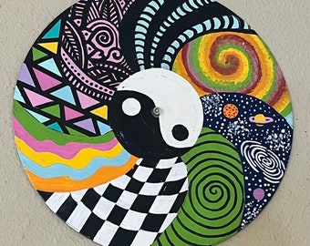 Rainbow Yinyang Painted Vinyl Record