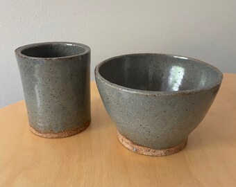 Juego de copas y cuencos de gres