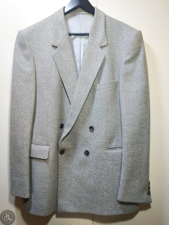 Men, Vintage 70s, Gray, Silver Lining, Coat, XL