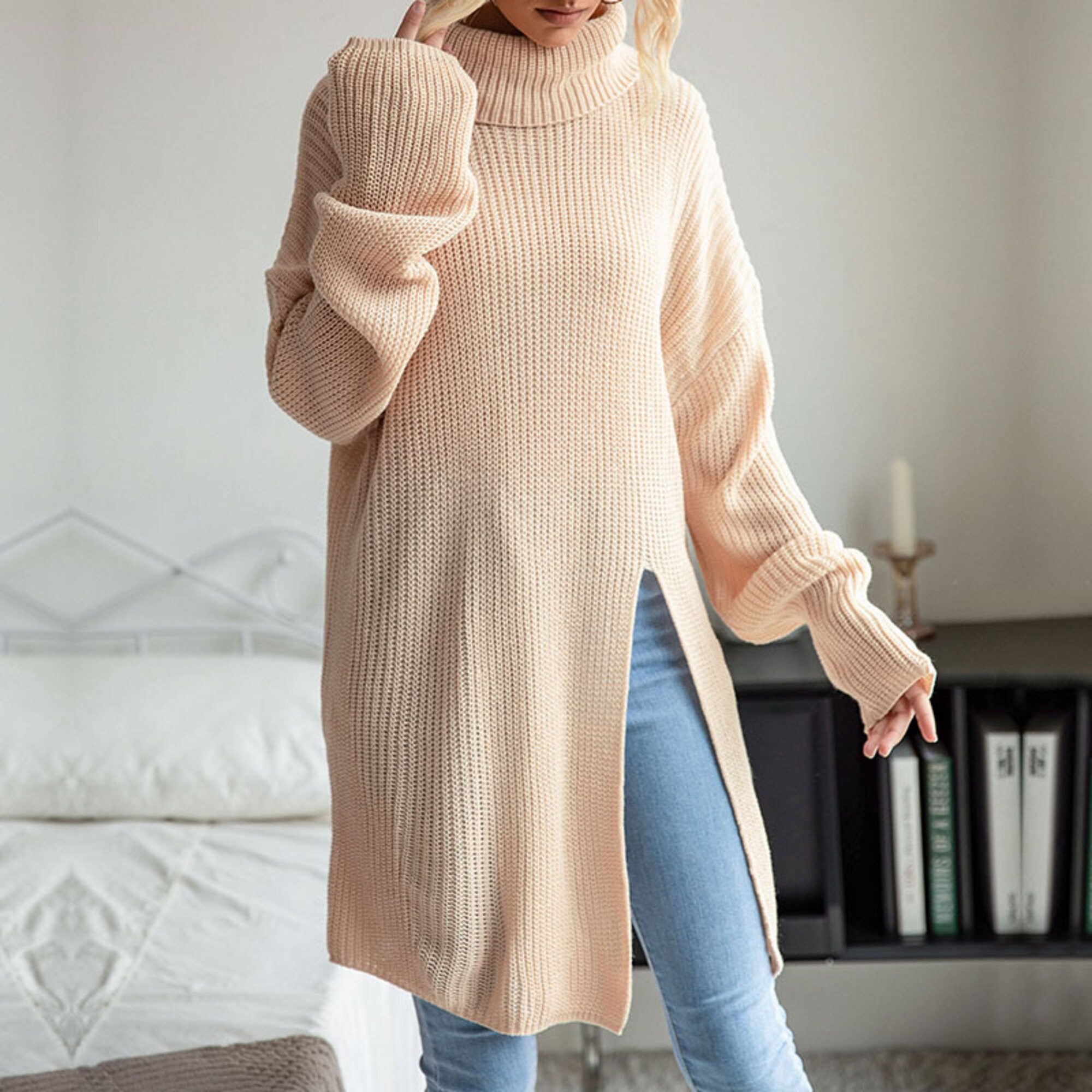 Long Split Sweater - Etsy