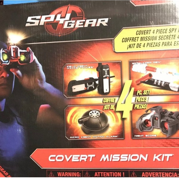 Spy Gear Covert Mission 4 Piece Spy kit Toy Walkie Talkies, Night Scope, Motion Toy for Kids