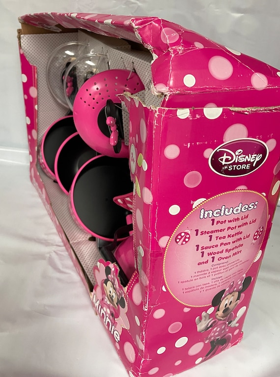 Disney Minnie Mouse Cooking Set Kitchen Play Set Pots and Pan Tea Kettle  Saucepan new but Packaging is Torn Shown in Picture -  Finland